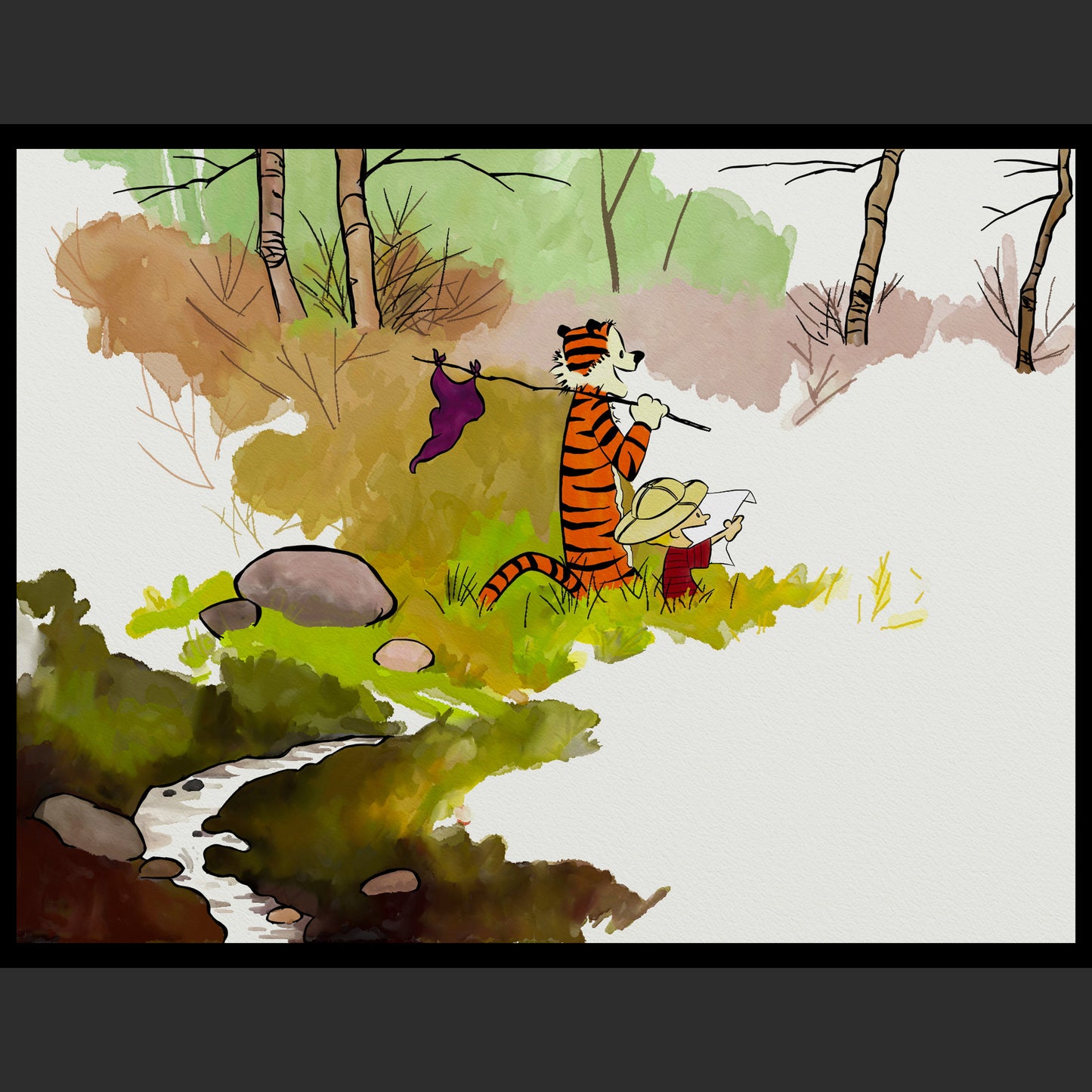 PRINT- Calvin & Hobbes in the Woods - Digital Painting (print)