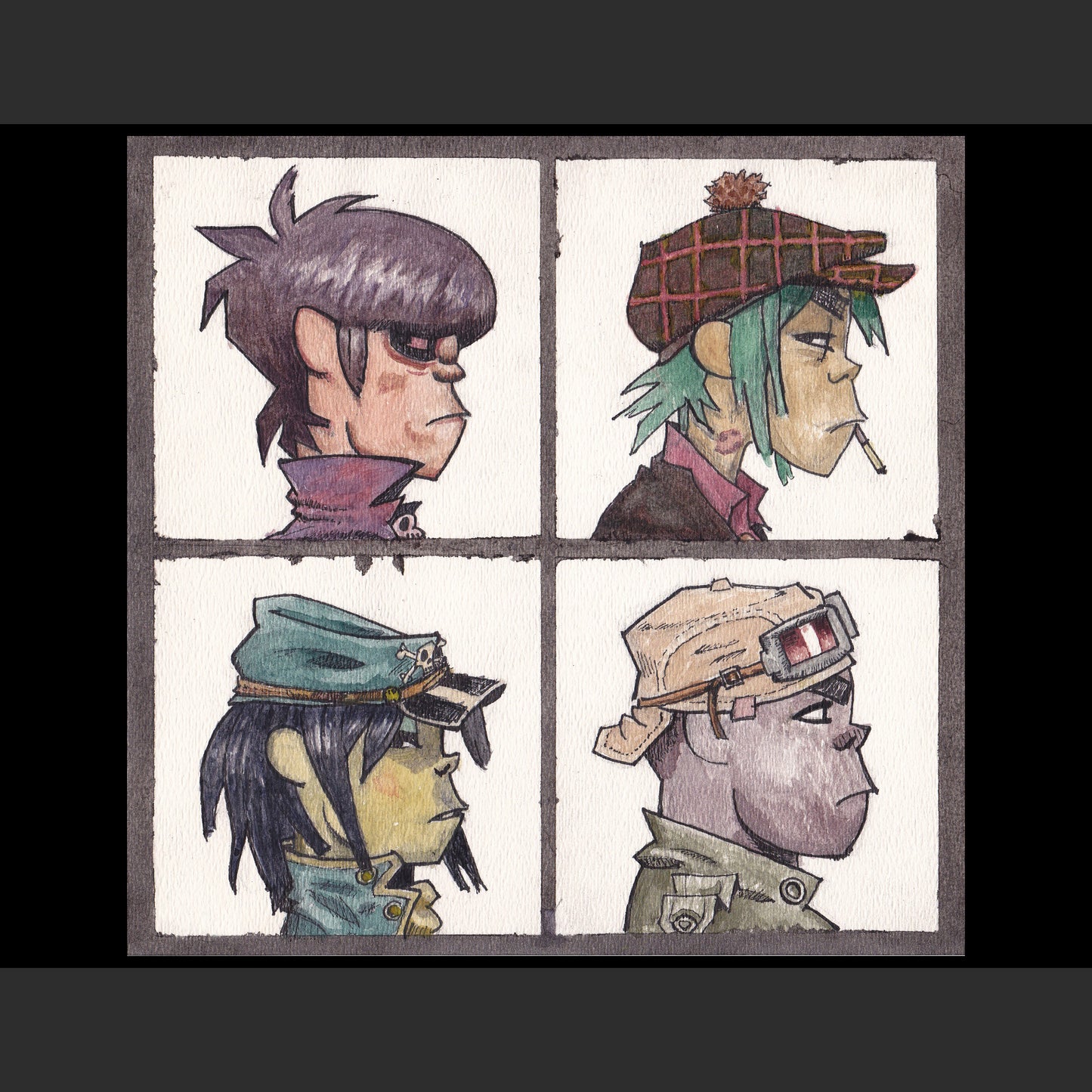PRINT- Gorillaz Demon Days Album Cover Watercolor Painting (print)
