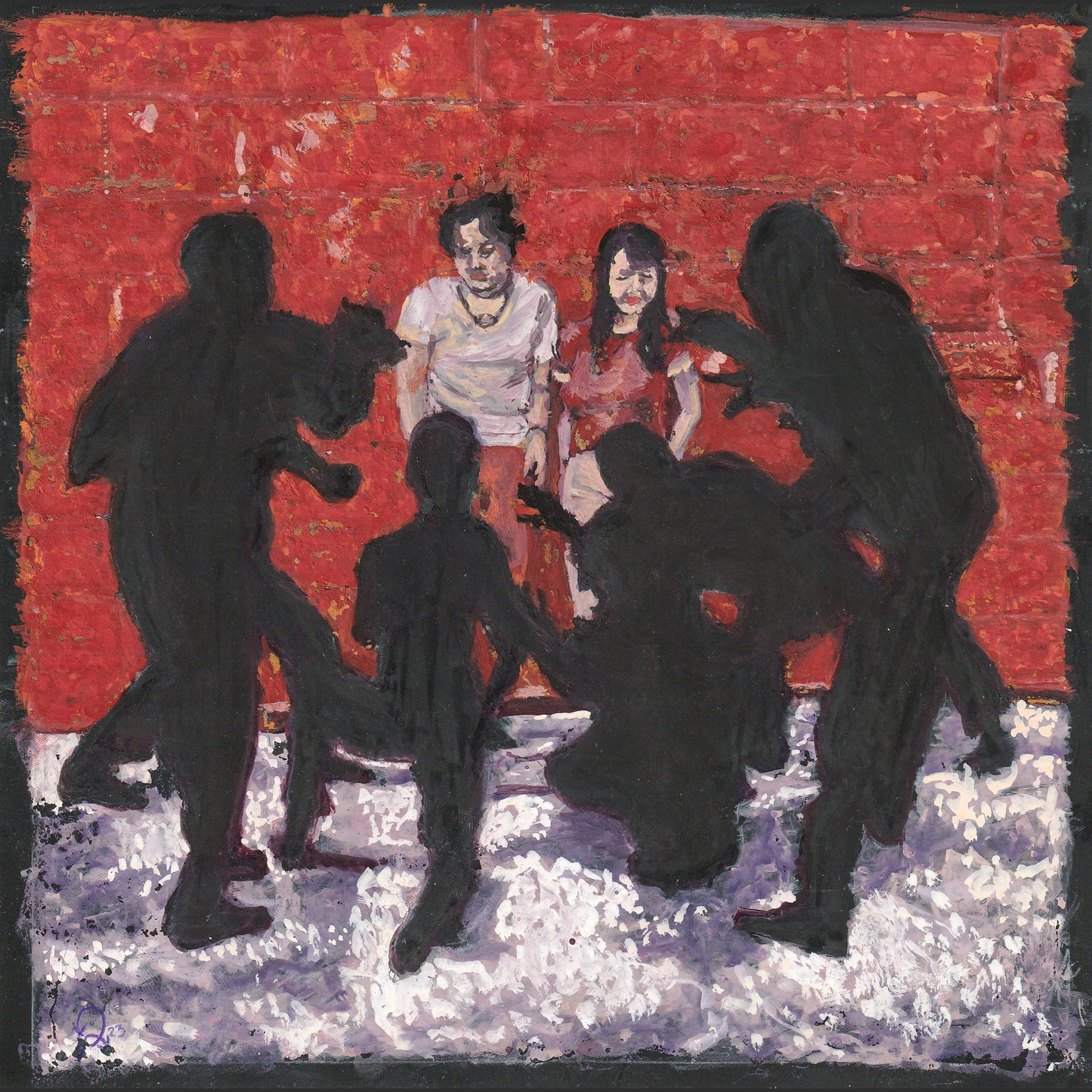 ORIGINAL White Stripes: White Blood Cells Album Cover - Gouache on Black Stock