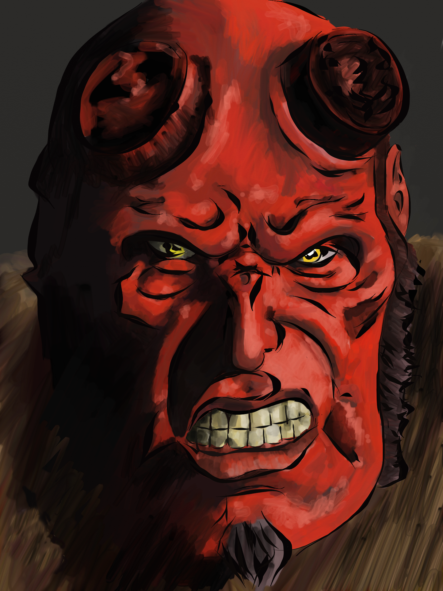 PRINT- Hellboy Potrait - Digital Painting (print)