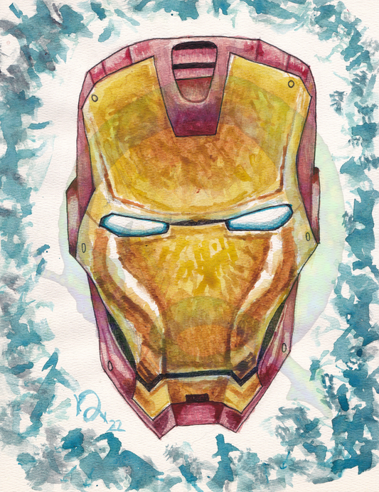 Iron Man Helmet - Watercolor Painting (Original)